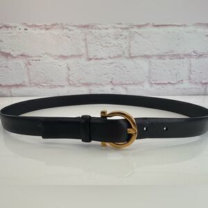 Salvatore Ferragamo Leather Gancini Black Belt Small